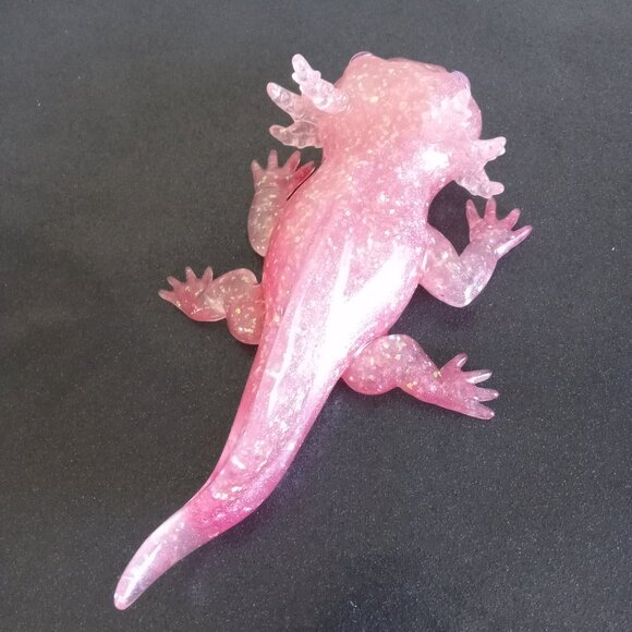 Pink glittery axolotl figurine collectible home decor handmade resin new - Picture 6 of 10